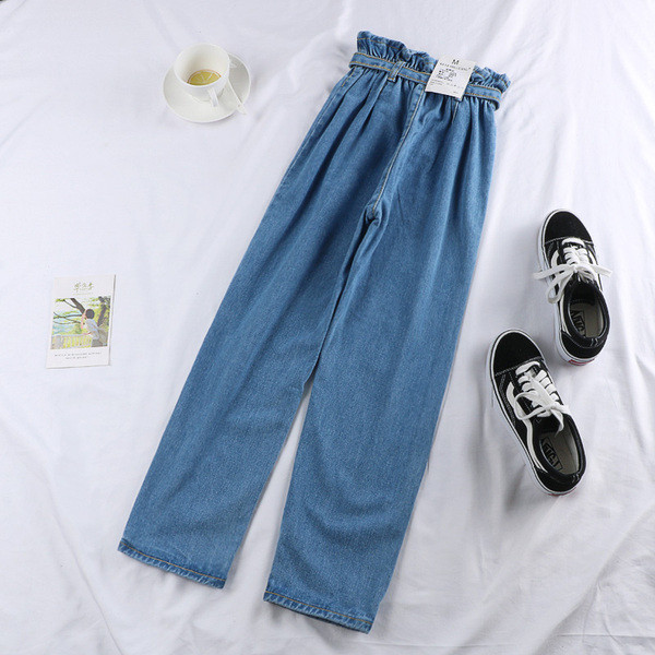 Blugi de dama moderni in albastru cu nasturi