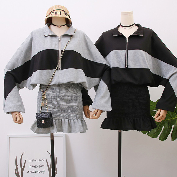 Rochie sport de dama model nou in gri si negru