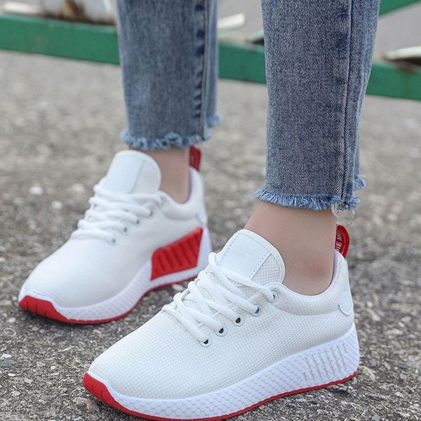 Tenisi casual dama cu sireturi in alb, roz si negru