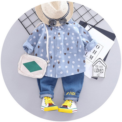 Set bebe model nou pentru baieti camasa + blugi