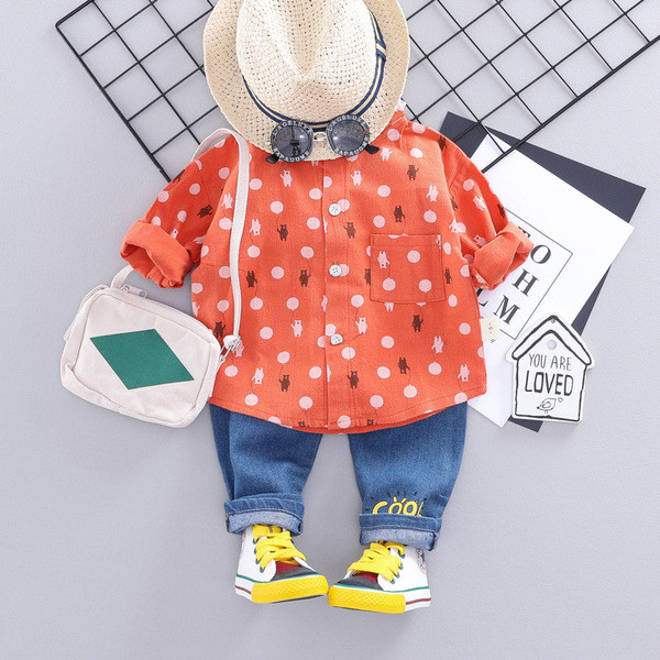 Set bebe model nou pentru baieti camasa + blugi