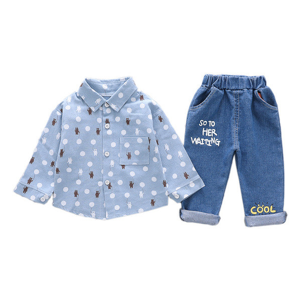 Set bebe model nou pentru baieti camasa + blugi