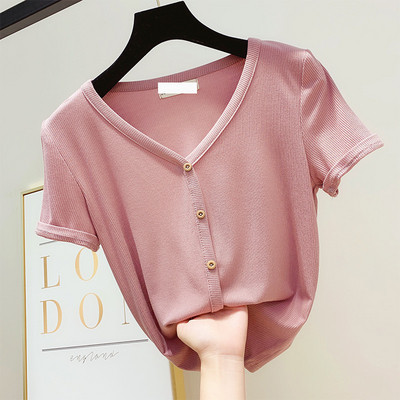 Bluza de dama cu maneca scurta si nasturi in mai multe culori