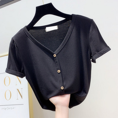 Bluza de dama cu maneca scurta si nasturi in mai multe culori