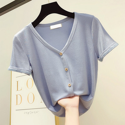 Bluza de dama cu maneca scurta si nasturi in mai multe culori