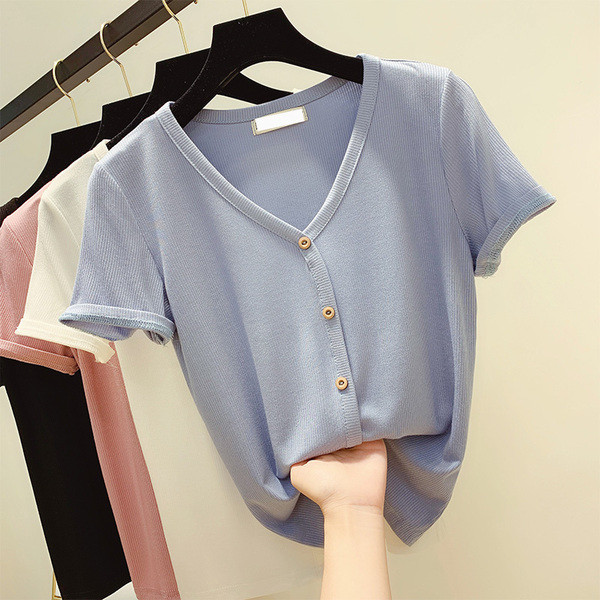 Bluza de dama cu maneca scurta si nasturi in mai multe culori