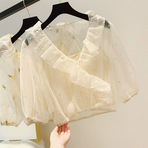 Bluză de damă elegantă cu decolteu în V în două culori