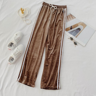 Pantaloni lungi dama casual cu margini si cravate in mai multe culori