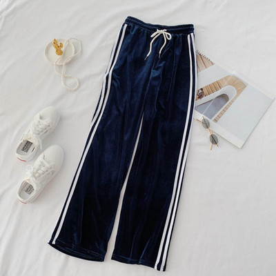 Pantaloni lungi dama casual cu margini si cravate in mai multe culori