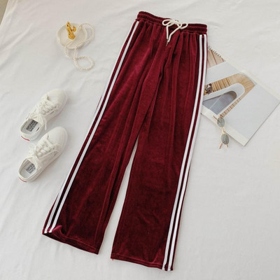 Pantaloni lungi dama casual cu margini si cravate in mai multe culori