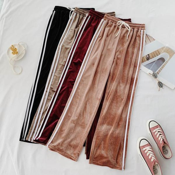 Pantaloni lungi dama casual cu margini si cravate in mai multe culori