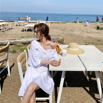 Rochie de dama moderna de culoare alba - model croiat