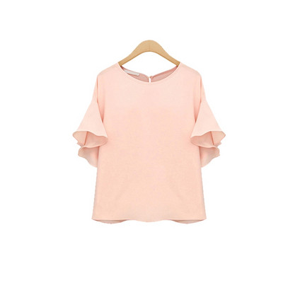 Модерна дамска тениска с широк ръкав и О-образно деколте в няколко цвята с размери до 5XL