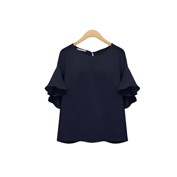 Модерна дамска тениска с широк ръкав и О-образно деколте в няколко цвята с размери до 5XL