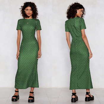 Rochie moderna de dama cu buline cu maneci scurte in mai multe culori