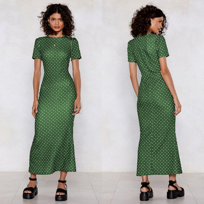 Rochie moderna de dama cu buline cu maneci scurte in mai multe culori