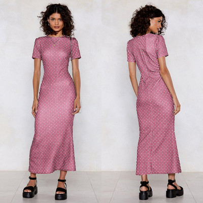 Rochie moderna de dama cu buline cu maneci scurte in mai multe culori