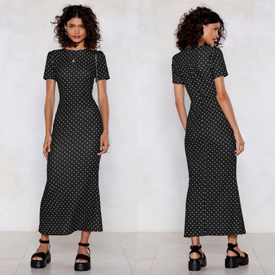 Rochie moderna de dama cu buline cu maneci scurte in mai multe culori