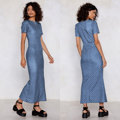 Rochie moderna de dama cu buline cu maneci scurte in mai multe culori