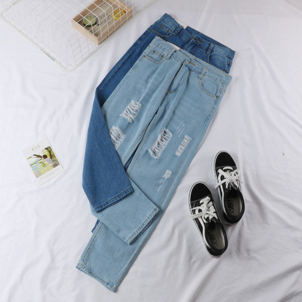 Blugi casual dama in doua culori - cu motive rupte