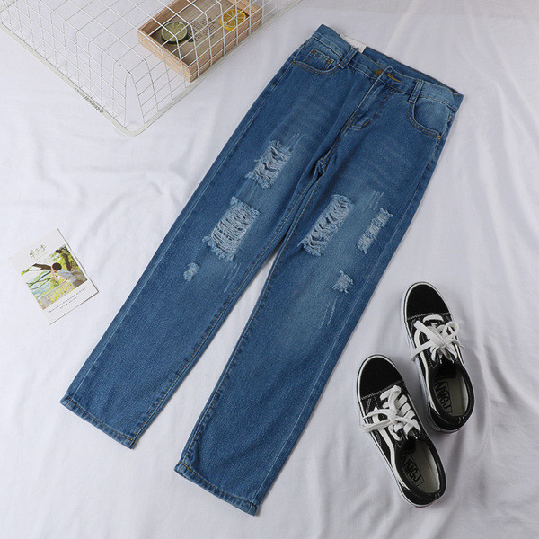 Blugi casual dama in doua culori - cu motive rupte