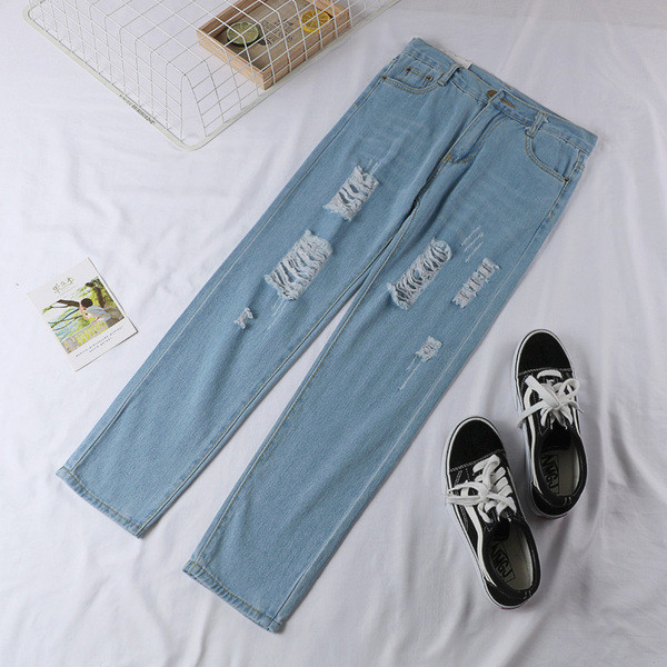 Blugi casual dama in doua culori - cu motive rupte