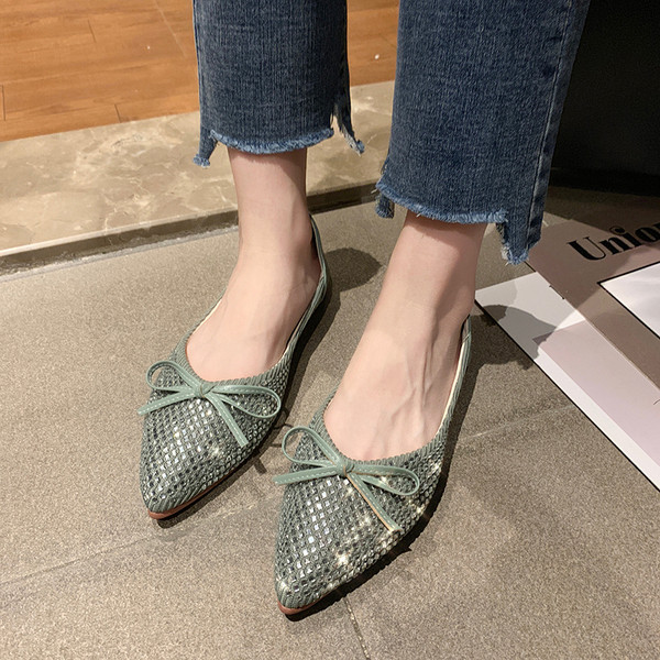 Pantofi eleganti de dama cu panglica in gri si verde