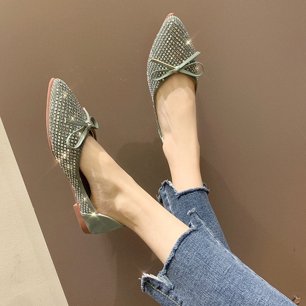 Pantofi eleganti de dama cu panglica in gri si verde