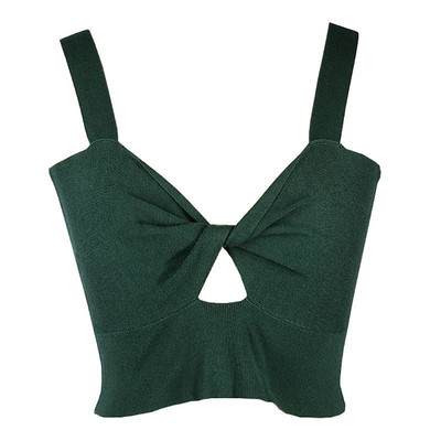Top scurt de dama cu bretele verzi