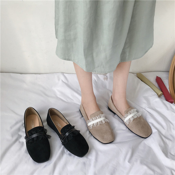 Mocasini eleganti de dama din piele intoarsa ecologica in negru si maro