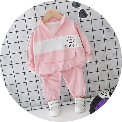 Set sport bebelus pentru fete in roz si negru