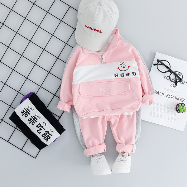 Set sport bebelus pentru fete in roz si negru