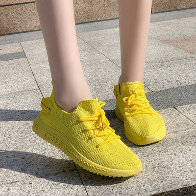 Καθημερινά  γυναικεία αθλητικά παπούτσια με κίτρινο, κόκκινο και λευκό χρώμα