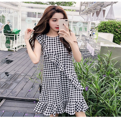 Rochie casual dama in carouri in trei culori