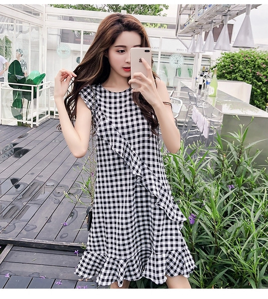 Rochie casual dama in carouri in trei culori