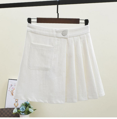 Fusta de dama cu buzunar in alb si albastru