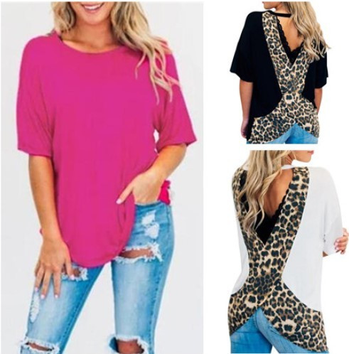 Bluză de damă modernă cu mâneci scurte și imprimeu animal în trei culori