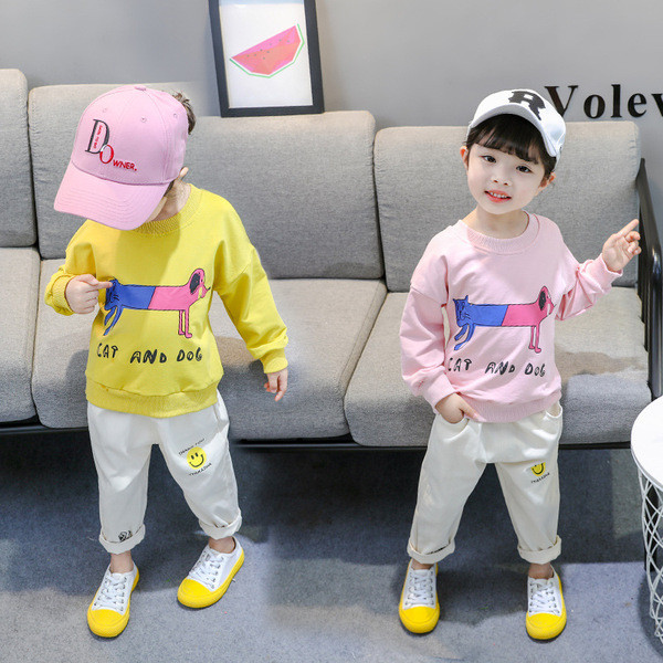 Set bebe model nou bluza + pantaloni roz si galben