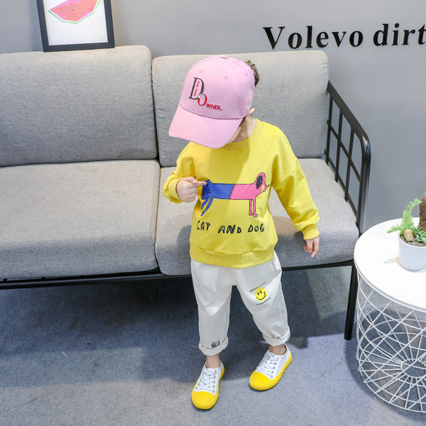 Set bebe model nou bluza + pantaloni roz si galben