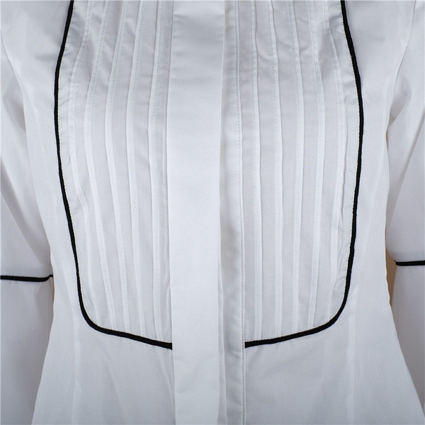 Cămașă elegantă de damă cu panglică în alb