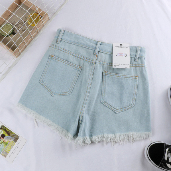 Blugi scurti de dama in negru si albastru - cu buzunare