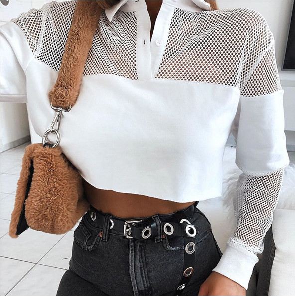 Bluză de damă modernă cu mâneci lungi în alb