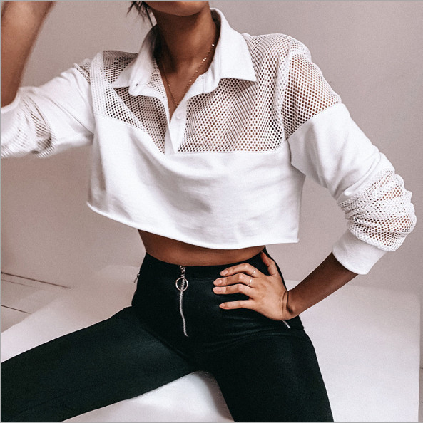 Bluză de damă modernă cu mâneci lungi în alb