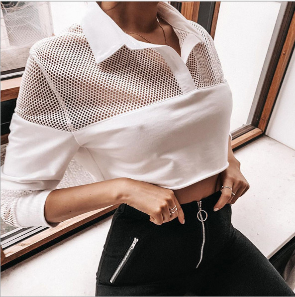 Bluză de damă modernă cu mâneci lungi în alb