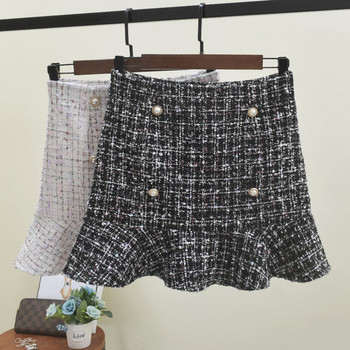 Fusta de dama stilata cu nasturi in doua culori