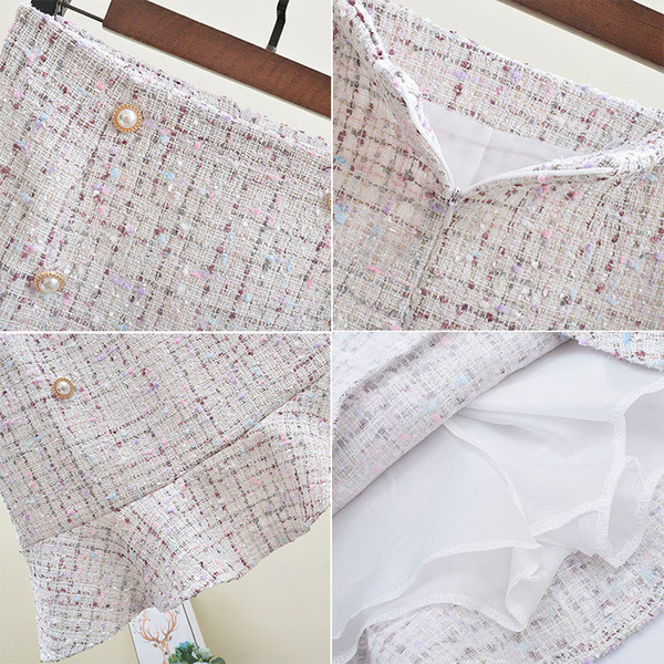 Fusta de dama stilata cu nasturi in doua culori