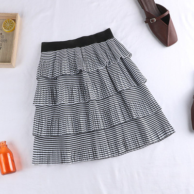 Fusta dama casual in doua culori - cu talie inalta