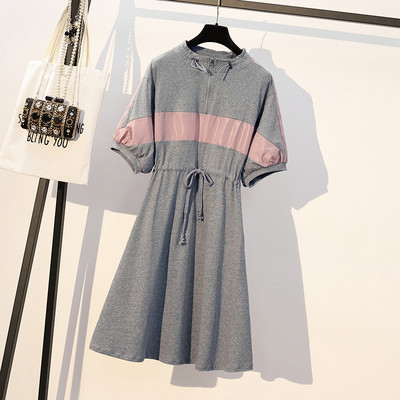 Rochie sport de dama cu sireturi in talie in negru si gri