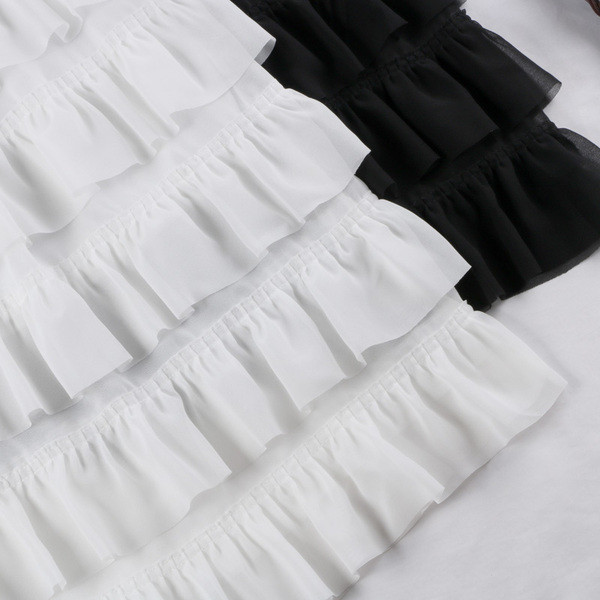 Fusta lungă de damă alb-negru