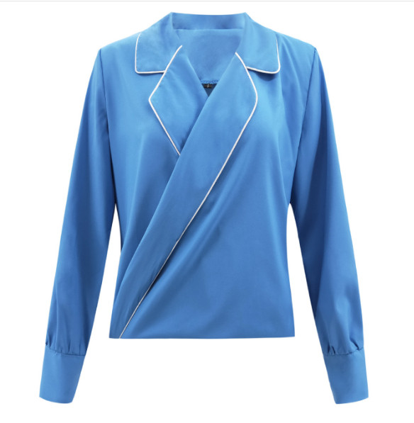 Bluză de damă modernă cu mâneci lungi și decolteu în V în mai multe culori